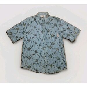 Embroidered Floral Short Sleeve Button Up Shirt Womens Size 2 USA Made By Oxygen